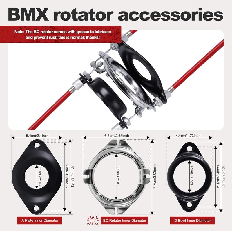 mamakoi Premium BMX Bike Gyro Brake Cables Front + Rear (Upper + Lower)with Spinner Rotor Full Kit,BMX Bicycle Brake Lines Set Cable Wire & Housing Replacement for Most Gyro Systems and 20" Bikes,Professional - Image 3